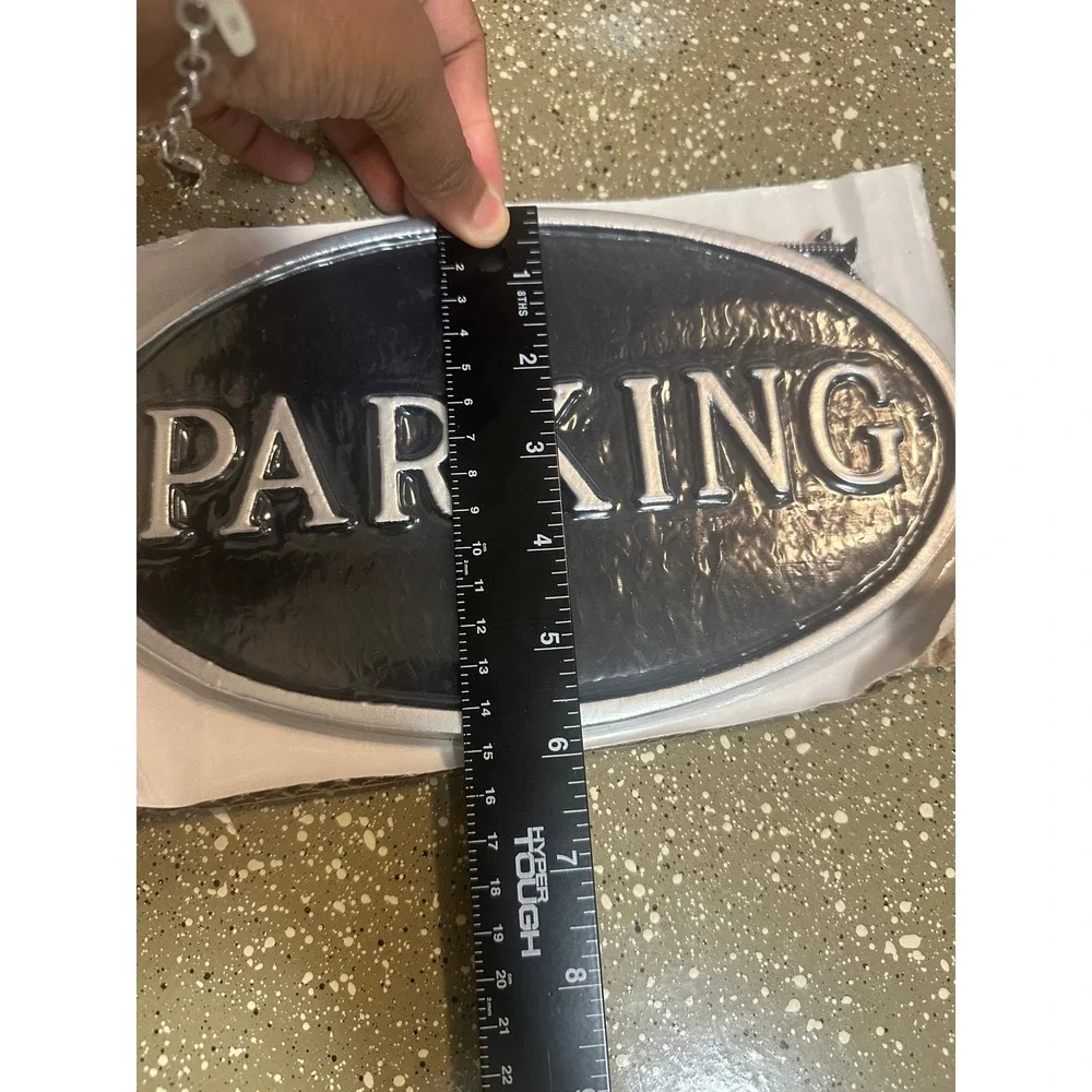 Oval Black Parking Sign Metal Address Plaque Home‎ Decor Rustic Driveway